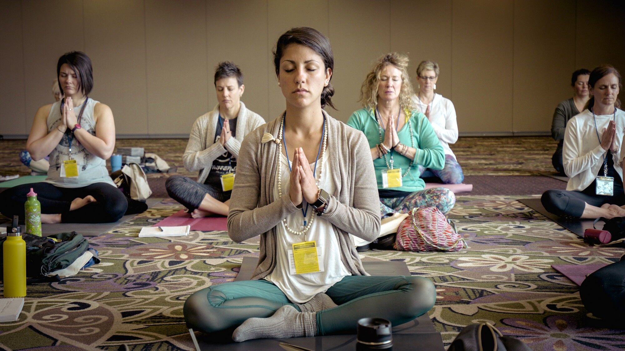 Max introducing breathwork and mindfulness to a corporate team